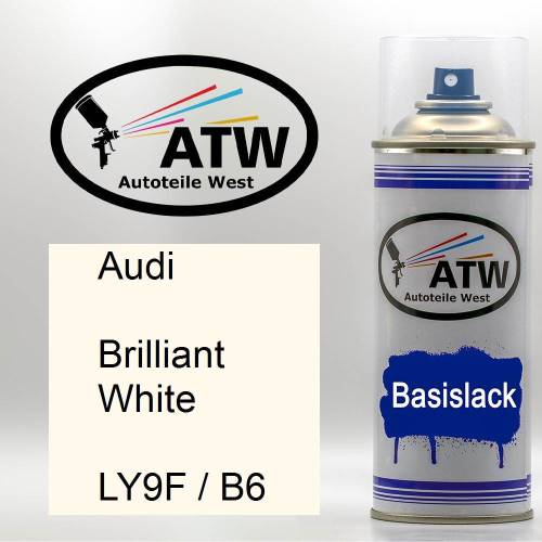 Audi, Brilliant White, LY9F / B6: 400ml Sprühdose, von ATW Autoteile West.